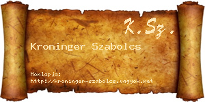 Kroninger Szabolcs névjegykártya