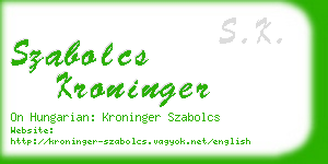 szabolcs kroninger business card